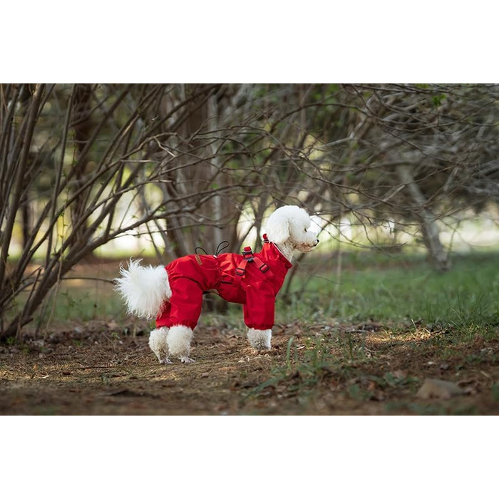 Водонепроникний дощовик для собак, регульований, з 4 лапами, відбиваючий, для малих та середніх собак, розмір M, червоний (довжина спини 25 см)