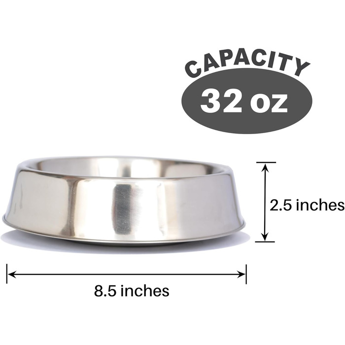 ICONIC PET Миска для собак та котів 900 мл з нержавіючої сталі, 4 чашки, з антиковзким дном, безшумна, захист від мурах, унікальний дизайн