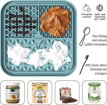 Лежанка-іграшка для собак OHMO Schleckmatte, 2 шт. (15x15 см) – для цуценят, котів, зняття тривоги, повільне годування, силікон (кораловий & вишневий)