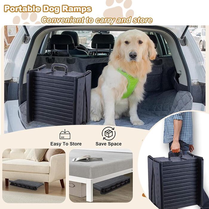 Рампа для собак Hunderampe, пластикова, складається, до 75 кг, з антиковзким покриттям, для маленьких собак, допомога при входженні в авто