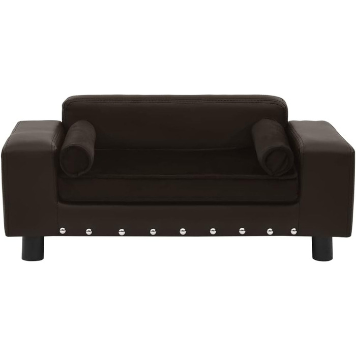 Ліжко-софа для собак vidaXL, 81x43x31 см, плюш та штучна шкіра, коричневий колір