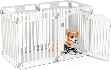 Лягувачка для цуценят COSTWAY з 6 панелей, біла, 80 см, для дому та вулиці