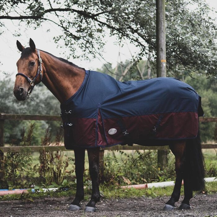 Кінська попона eQuitack 1200 ден, водонепроникна з флісовою підкладкою, 125 см, синя/бордова