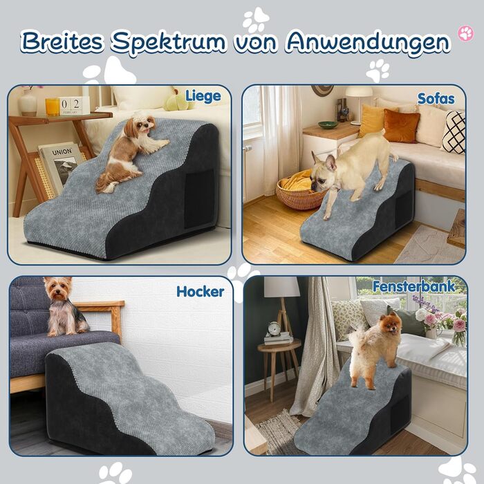 Сходинка для собак маленьких порід, 3 сходинки, зручна та безпечна, з антиковзким покриттям