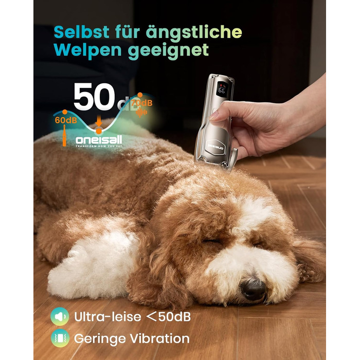 Машинка для стрижки собак з довгим та густим хутром Oneisall Profi Leise: професійна модель з нержавіючою сталею, для собак, котів та коней, час роботи до 4 годин