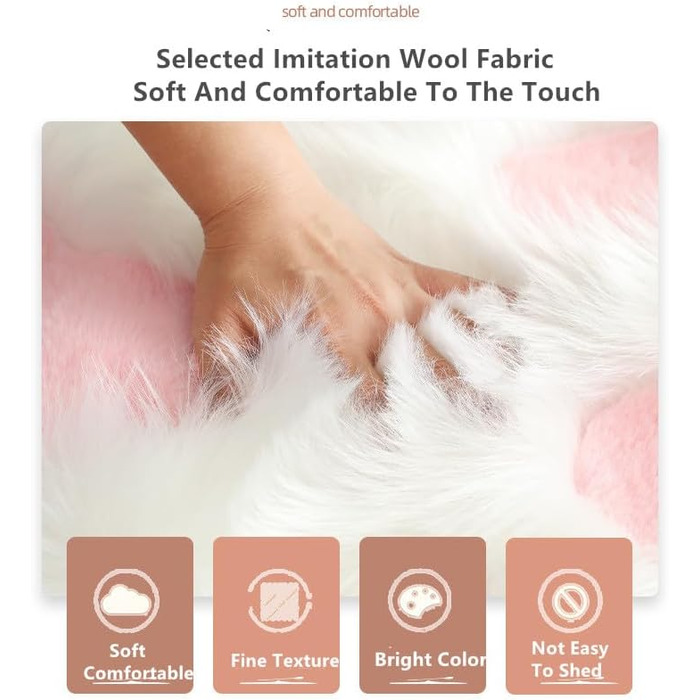 Килимок з імітацією собачих лапок, штучне хутро, 70x70 см, білий