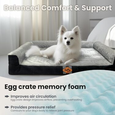 LaiFug Велике собаче ліжко, для середніх та великих собак, з ортопедичною функцією, водовідштовхувальне, знімний та пральний чохол. (271 x 201 x 19,5 см, Шкіряно-сірий)