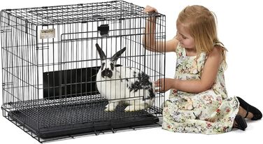 Клітка для кроликів MidWest Wabbitat 151, складна, 64 см, з пластиковим піддоном і металевим дном, чорна