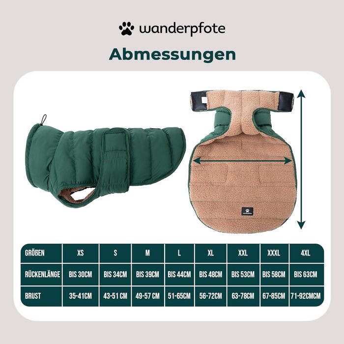 Зимовий теплий одяг для собак: двосторонній теплий одяг з пуховим дизайном, теплий одяг з Sherpa, сучасна куртка для собак, зимовий одяг для собак (зелений/бежевий, 65)