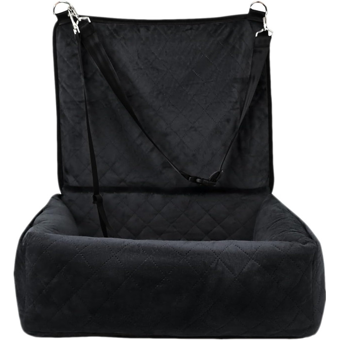 Автокрісло для собак - переносна автолюдина для цуценят | Регульоване та безпечне автокрісло для собак | Миється | З піднятою платформою | Чорний колір