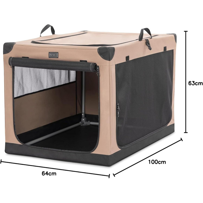 Транспортна переноска для собак Petsfit XL, складана, для дому, велика, середнього та малого розміру, з регульованим чохлом, легка у зберіганні, бежева