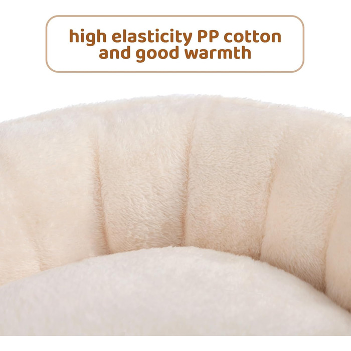 Кругле ліжко для котів та цуценят Hollypet, м'яке, дихаюче, бежеве (55*50*15 см)