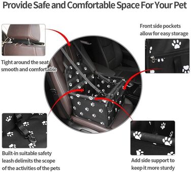 Автомобільний аксесуар MENGQI для собак: водовідштовхуючий, дихаючий килимок-підстилка для автомобіля, безпечний бустер, зручна переносна сумка (чорний/білий)