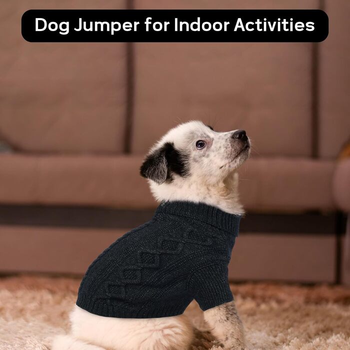 Чорний пуловер для котів та собак, теплий, з отвором для повідка, розміри S, XXL