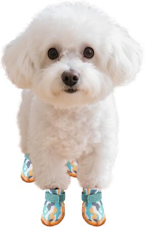 Чоботи для собак Kukaster: захист лап, 4 шт. Дихаючі собачі чоботи з антиковзкою підошвою, світловідбиваючими застібками. Підходять для собак маленьких, середніх та великих порід. Розмір 3 (4 шт.), чорно-білий візерунок