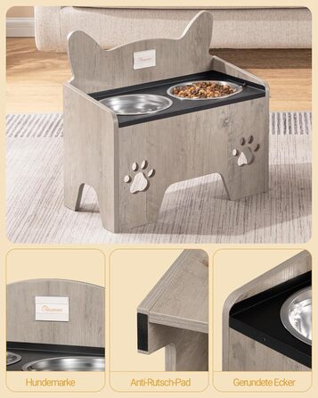 Підвищені годівниці для собак Hzuaneri з нержавіючої сталі, набір з 2 шт., антивитікаючі, для великих та середніх собак, Greige PB07105B