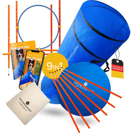 Agility-набір для собак PfotenWunder 9-в-1: слалом, тунель, перешкоди, навчання, ігровий комплект для малих і великих собак