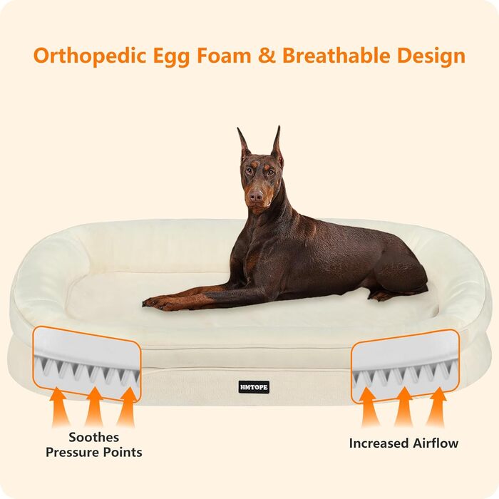 Ортопедичне ліжко для собак, ліжко-софа для собак, подушка з роликом для шиї з чотирьох сторін, неслизьке дно, кошик для собак, знімний та пральний, середні та великі породи собак, 106 x 79 x 17 см, оливковий колір