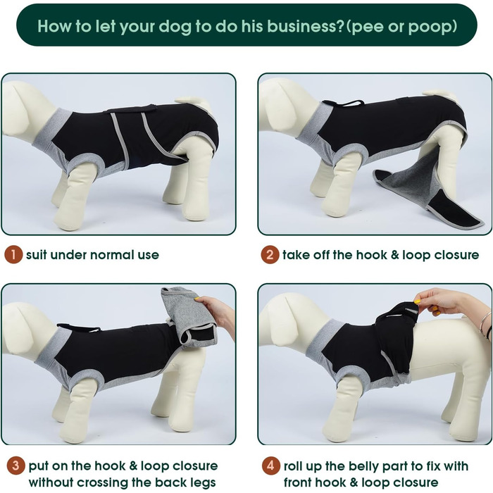 Захисний одяг Kuoser M для собак після операції (для сук та кобелів) – дихаючий захисний костюм, альтернатива електронному нашийнику. Розміри: спина 34-41 см, груди 49-59 см, чорний