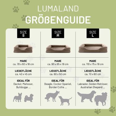 Ортопедичне ліжко для собак Lumaland з корду | Ергономічне собаче ліжко-софа 110x75 см - для великих собак | Нековзне дно | Зручна наповнювач та знімна чохол | Корзина для собак з Memory Foam Cord - Світло-коричневий 110 x 75 см - L