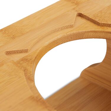 Підставка для корму Relaxdays для котів та маленьких собак, 2 миски по 300 мл, піднята, бамбук та нержавіюча сталь, 12x39x19,5 см, натуральний колір/срібло