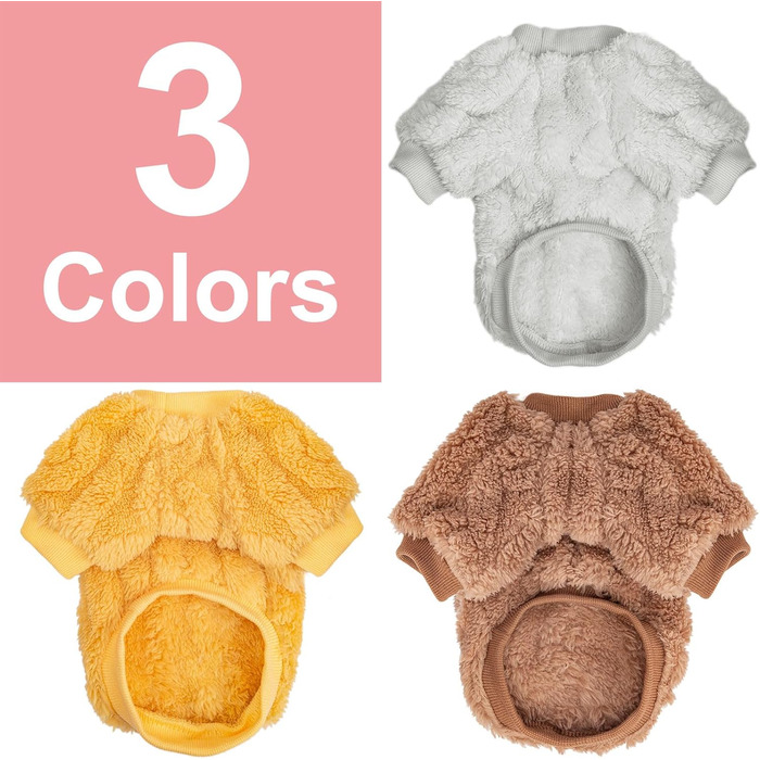 Теплий пуловер для собак та котів, 3 шт. в наборі (рожевий, фіолетовий, рожево-червоний) - X-Small, бежевий, кавовий, жовтий