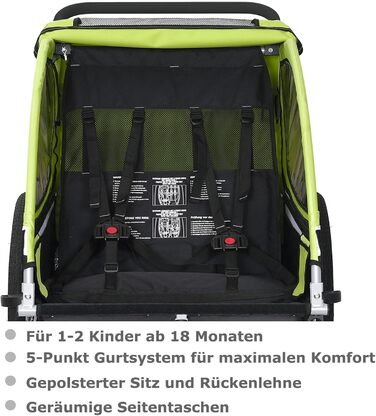 Дитячий причіп Tiggo VS 2 в 1: велосипедний причіп + коляска Jogger, 50202 (зелений лемон)