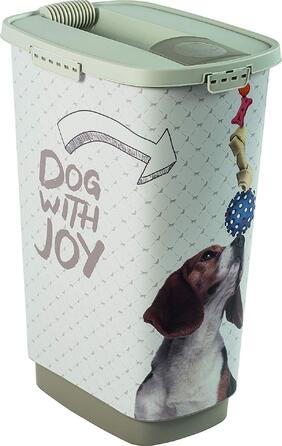 Контейнер для кормів для тварин Rotho MyPet Cody 50л з кришкою та дозатором, поліпропілен (BPA-free), бежевий/білий