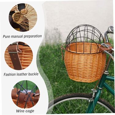 Велосипедний кошик для собак та котів – безпечний, знімний, з плетеним кошиком, 11 x 8 x 9,8 x 13 см