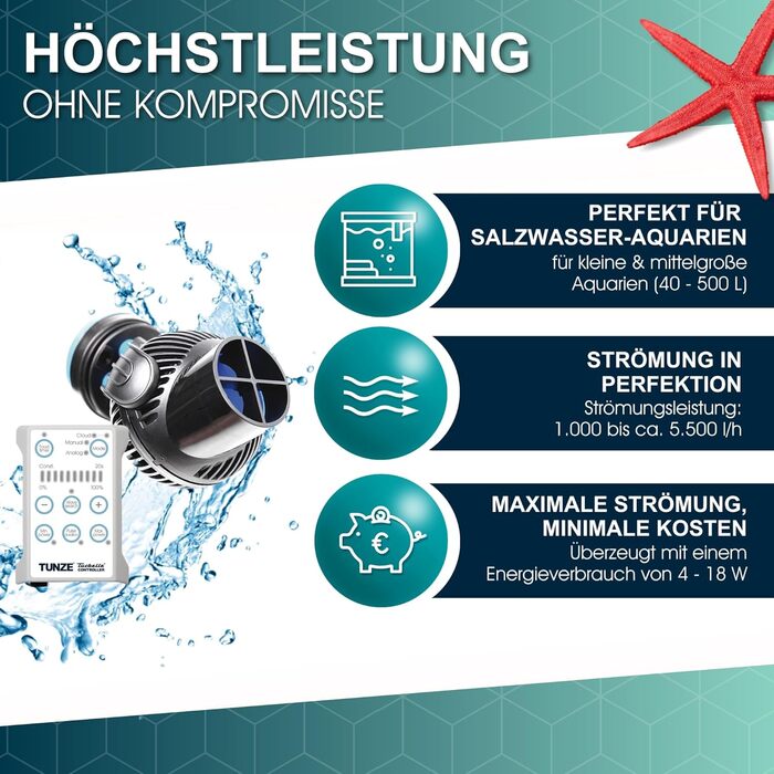 Проточний насос TUNZE Turbelle nanostream 6055 для акваріума, 3D-регулювання, пропелерний насос з магнітним кріпленням та Silence-кліпсою, для скла до 15 мм, для морських акваріумів