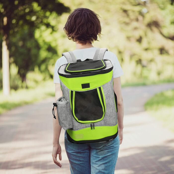 Рюкзак-переноска для собак та котів Kato Tirrinia, зелений. Підходить для середніх собак та кошенят, з сіткою для вентиляції.