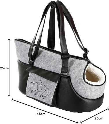 Транспортна сумка для собак та котів Kerbl Chiara, 46x23x25 см, поліестер, чорний/сірий