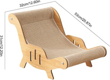 Крісло-лежанка для котів з сизалю, лежанка-крісло для дряпання котів, гамак для котів, кошик для котів, ліжко для котів, цуценят та дрібних тварин, 53x31x32 см