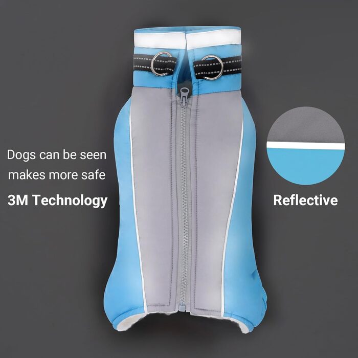 Тепла флісова куртка для собак JUY'S SONG з підкладкою, без рукавів, з блискавкою та світловідбиваючими смугами. Підходить для дівчаток (рожева) та хлопчиків (синя). Розміри: M.