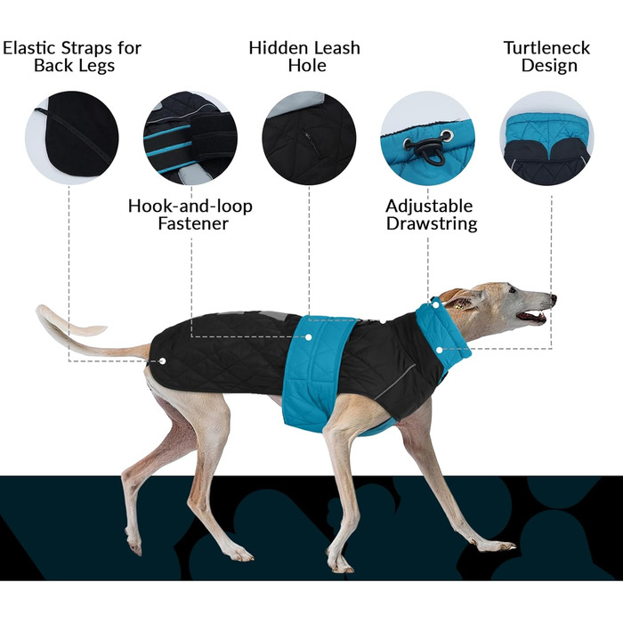 Тепла куртка для грейхаундів та інших породистих собак, флісова підкладка, блакитна