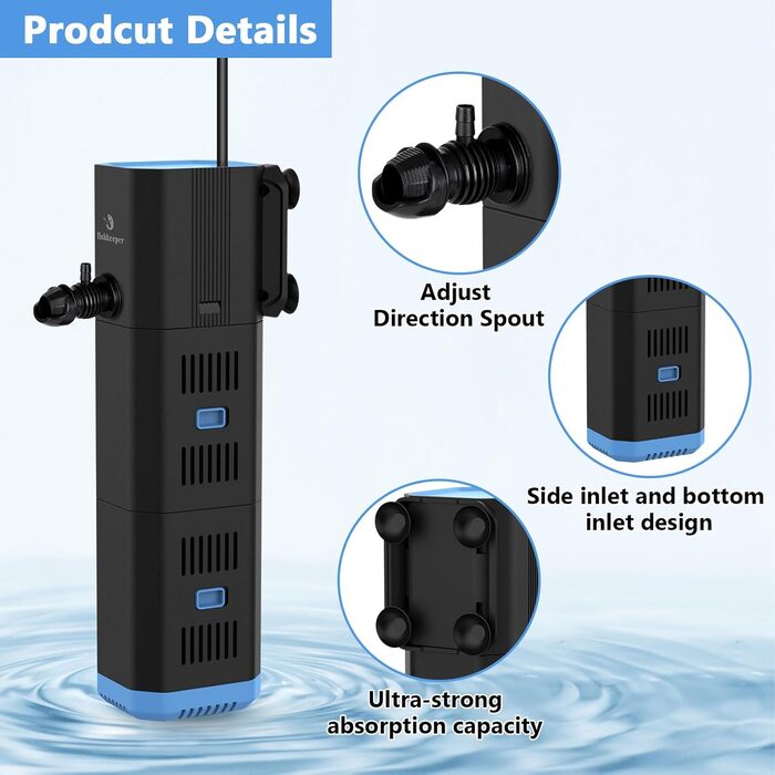 Акваріумний фільтр Fishkeeper 1000 л/год, 16W, для акваріумів 120-300 л, 4-в-1 (фільтр, аератор, помпа, губка)