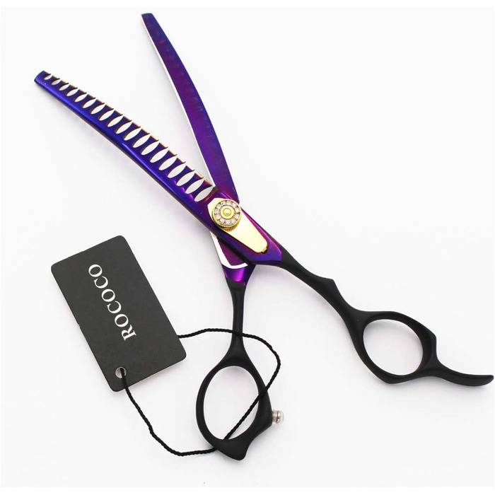 Ножиці для грумінгу собак GUALA 7 дюймів, вигнуті, для розрідження шерсті, з чохлом