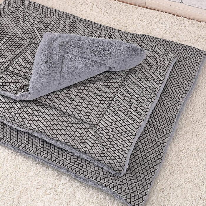Пухнаста лежанка-мат для собак і котів PETCUTE, м'яка, сіра, 95x75x5 см, прана, для дому