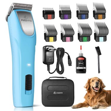 Професійна машинка для стрижки собак FuzzyFix: 2 швидкості, ергономічний дизайн, для собак та котів, стрижка густого, довгого та кучерявого хутра, блакитна