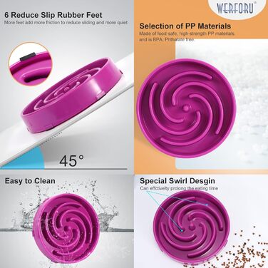 Інтерактивний годівниця для собак, повільне годування, анти-заковтування, безпечний та міцний напівець, екологічний (фіолетовий H)