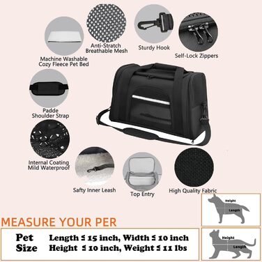Транспортна переноска для котів та собак, складана, чорна. Дыхаюча переноска-бокс для тварин для ветеринара, авто, літака, поїзда