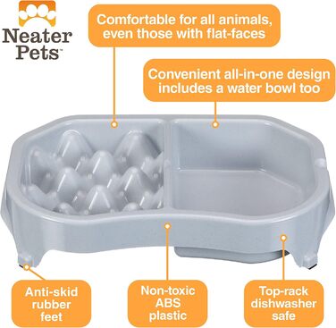 Neater Pet Brands Антиковзна миска для собак, уповільнює поїдання, подвійний рівень, ваніль, проти здуття живота