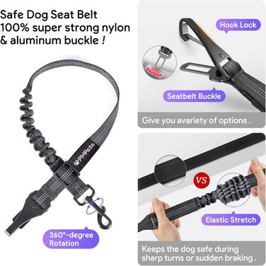 Автокрісло для собак Преміум, чорне: водонепроникне ліжко для маленьких та середніх собак, з підсумками та ременем безпеки