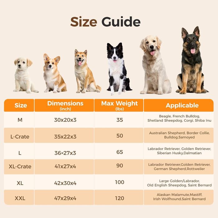 Ортопедичне ліжко для собак середніх порід, водонепроникне, з антиковзним дном, з піною типу 