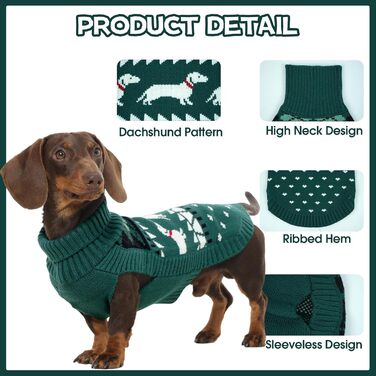 Теплий зимовий пуловер для собак з принтом такси, зручний комір, підходить для будь-якої породи, м'який, для святкування Нового року та днів народжень (XS, Зелений)