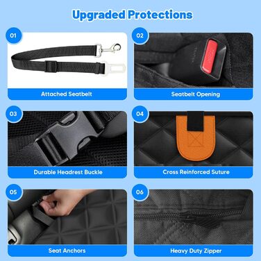 Накладка на сидіння автомобіля для собак, 2025, водонепроникна, неслизька, з жорсткою основою. Підходить для собак вагою до 180 кг (400 фунтів). Оранжево-чорна, товста, жорстка підошва. Ідеально для подорожей з тваринами в автомобілі/SUV.