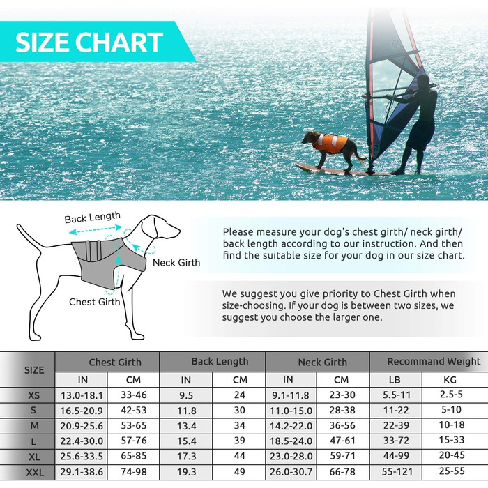 Рятувальний жилет для собак ASENKU, розмір L, оранжевий (для такс, чихуахуа, французького бульдога, лабрадора)