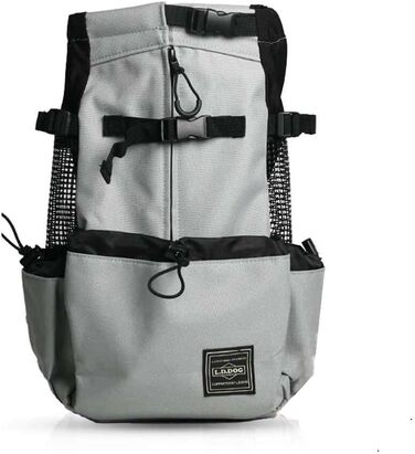 Рюкзак-переноска для собак 1-25 кг з шнурком, вентильований рюкзак для домашніх тварин, щоденна переноска для прогулянок, на вулицю, безпечний, зручний, сірий (M)