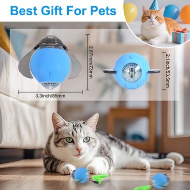 Інтерактивна іграшка для котів - м'ячик з феєрверком, перезаряджається, 2 режими, автоматична іграшка для котів, самостійна розвага, (Помаранчевий)