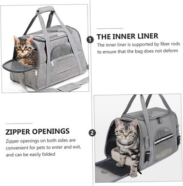 Рюкзак-переноска для котів та маленьких собак Garvalon з дихаючого матеріалу, з підтримуючими стійками, складаний, для подорожей та до ветеринара